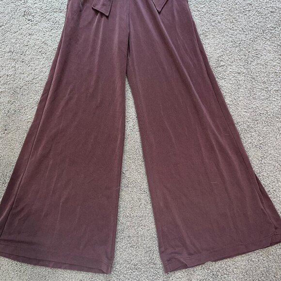FABLETICS Criss Washed Tie Front Tricot Wide Leg Pants Burgundy - EUC - Size S - Picture 3 of 8